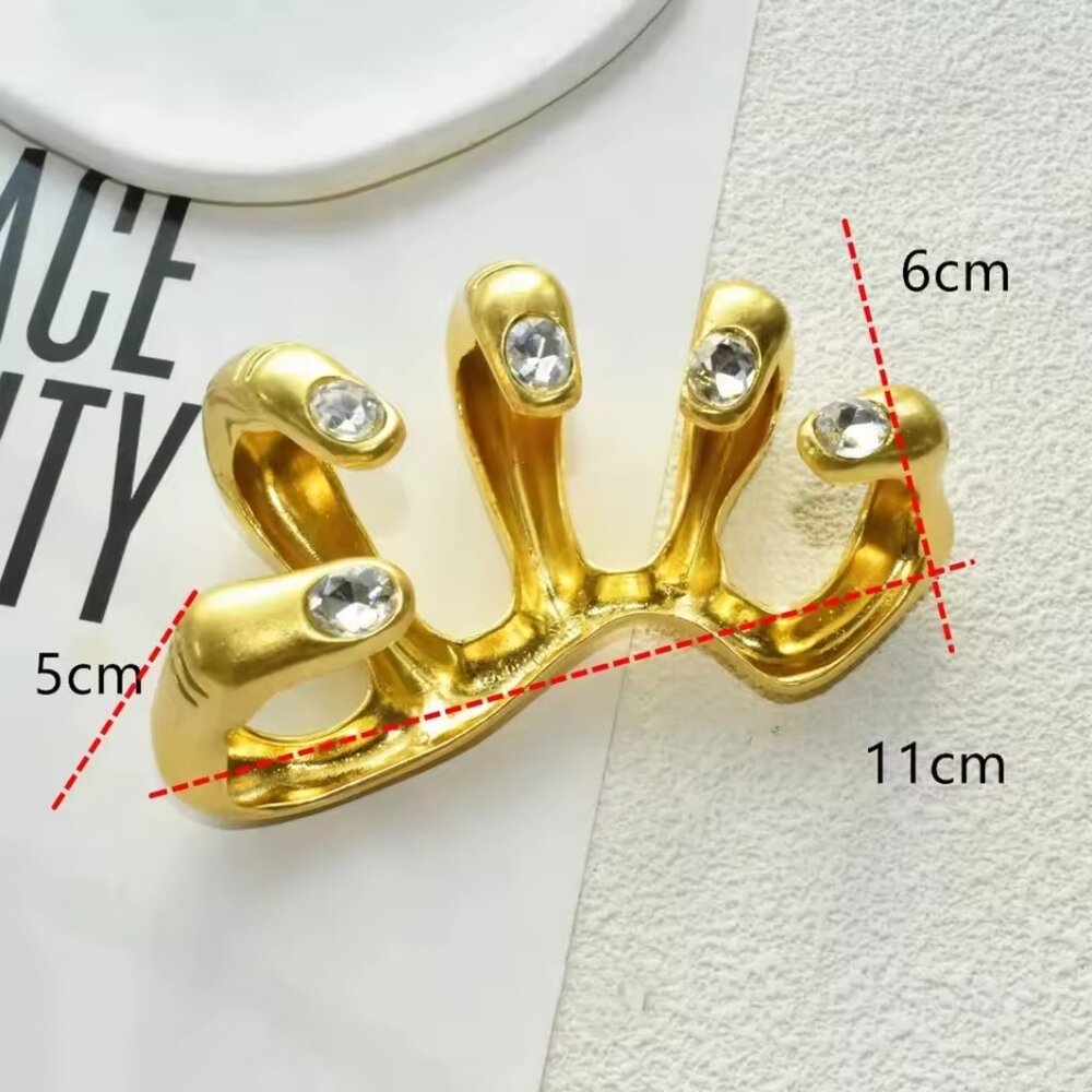 Gold Statement Finger Tip Rings with Clear Crystal Ends [no bag attached] - Picture 4 of 5